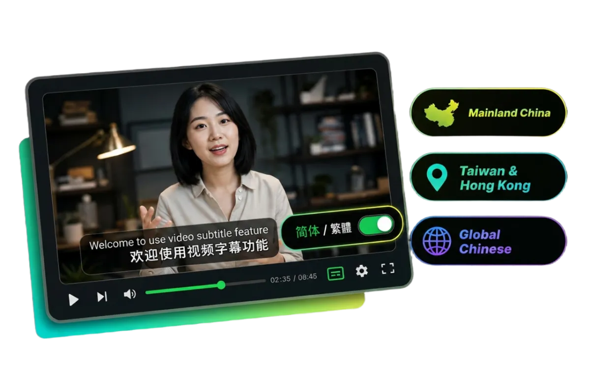 Generate Simplified and Traditional Chinese subtitles with WayinVideo